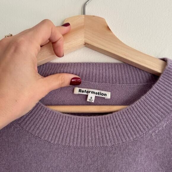REFORMATION Dana Cashmere Blend Sweater in Vintage Purple Size Small - Picture 5 of 8